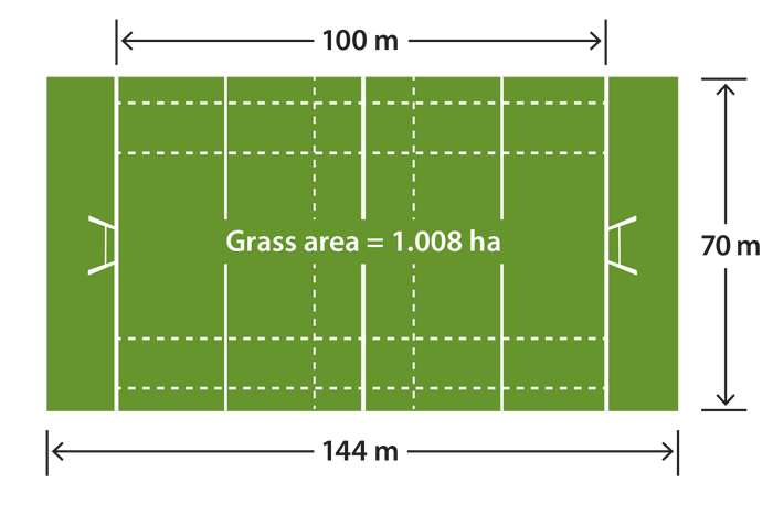 Measurements of a rugby field